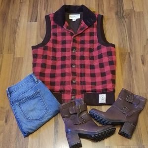 Ralph Lauren Denim & Supply Red Brown Plaid Vest
